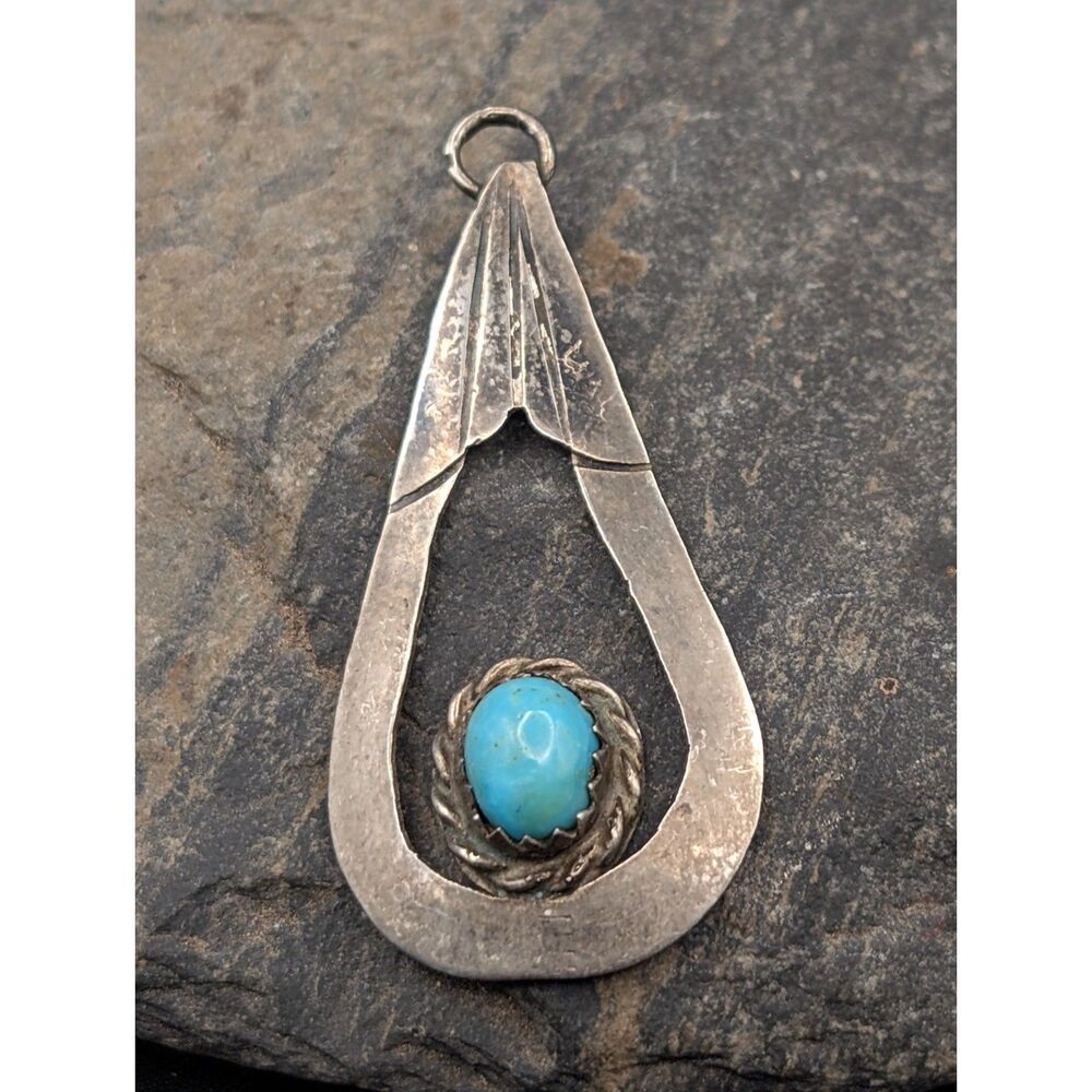 Turquoise Shadowbox Pendant • JB Maker’s Mark • Navajo Style Silverwork